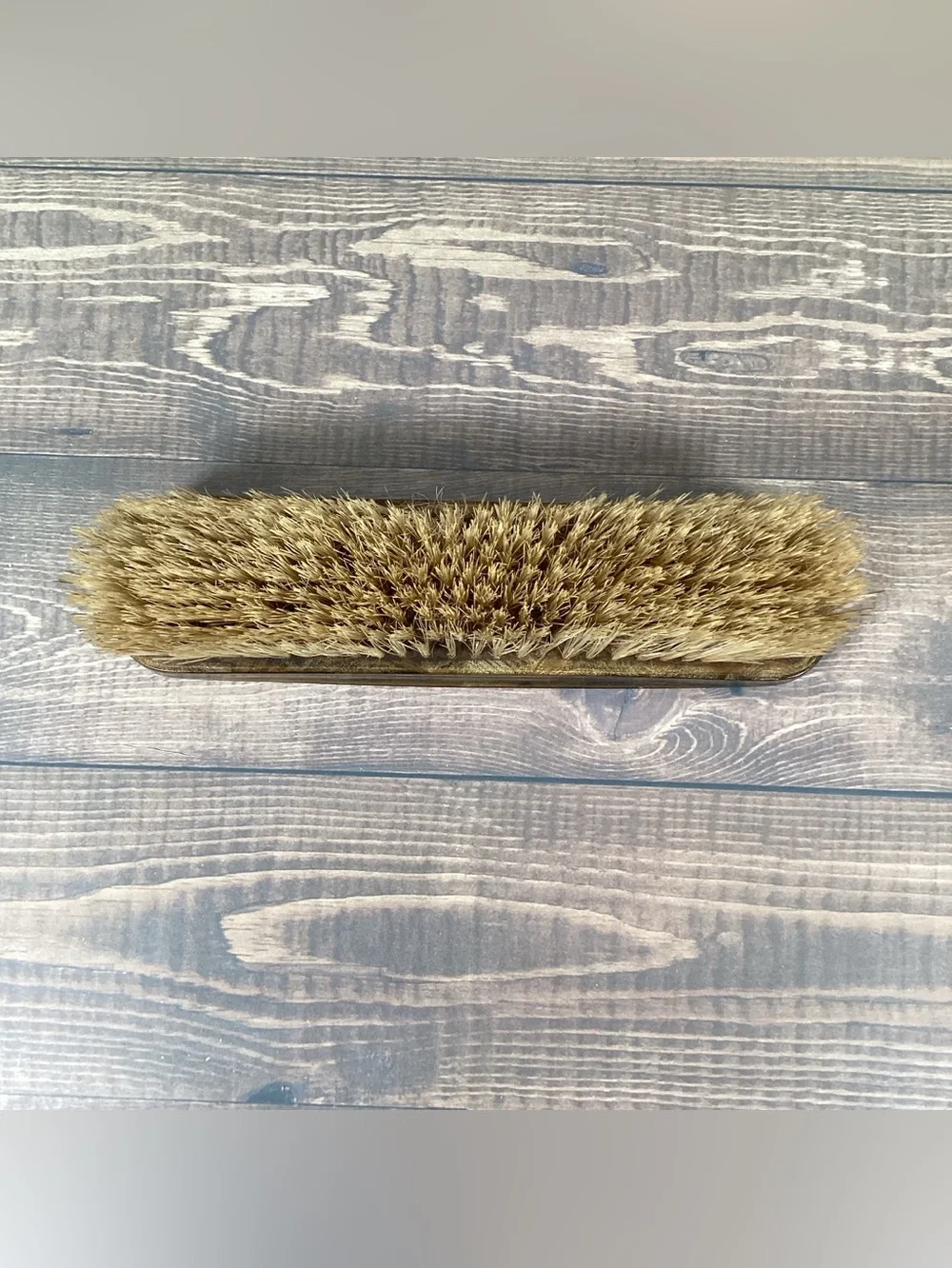 Vintage Clothing Grooming Vanity Brush, Plastic (?Celluloid) Marble Top, 7”